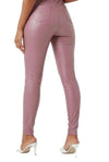 Pink  Faux Leather Trousers. - OZARA PROSPERA