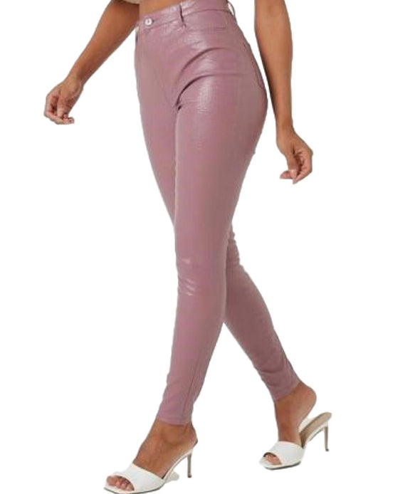 Pink  Faux Leather Trousers. - OZARA PROSPERA