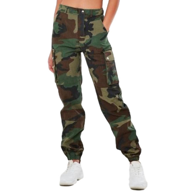 Slim Camouflage Cargo Pants Army Style Green & Brown Combat Trousers | eBay