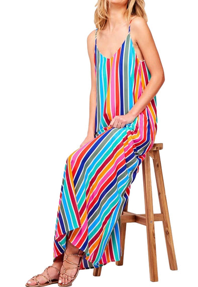 Rainbow Striped Maxi Dress - OZARA PROSPERA