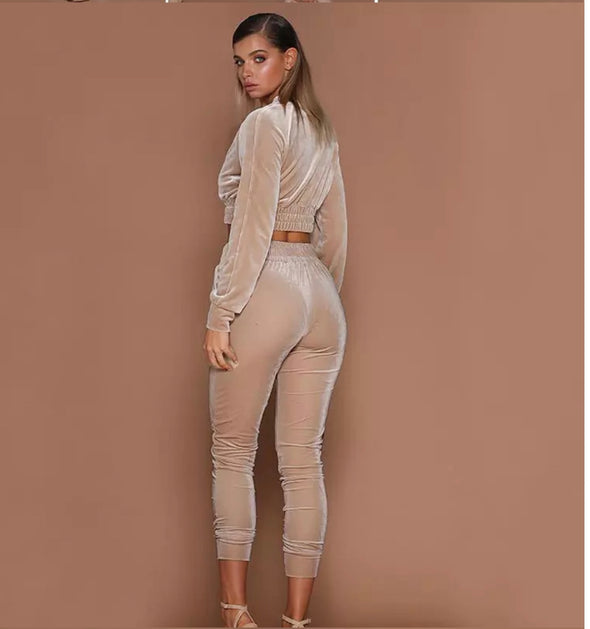 Velvet Zipped Top and Pant Jogger Set women - OZARA PROSPERA