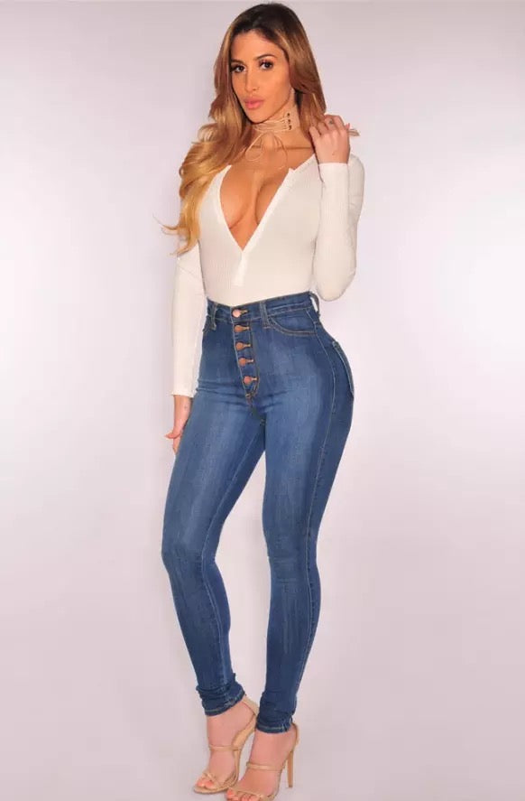 High Waisted Denim Fit Stretchy Jeans - OZARA PROSPERA